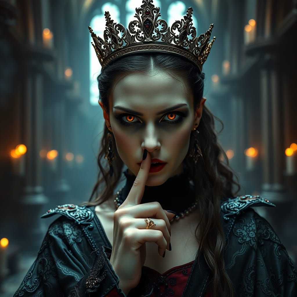 Haunted Vampire Queen in Gothic Cathedral