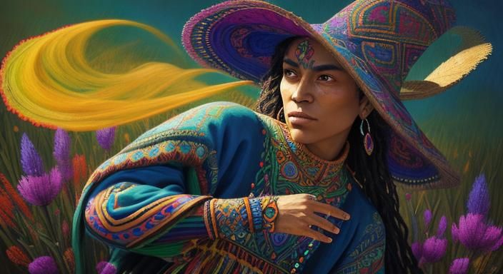 Mystical Meadow: Yarn and Bead Art in Fauvist Style