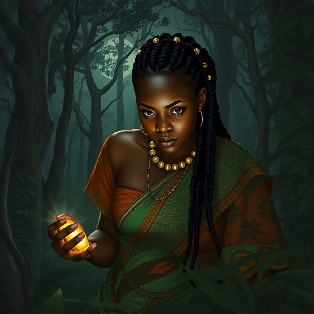 Mysterious Forest Goddess Emerges from Shadows