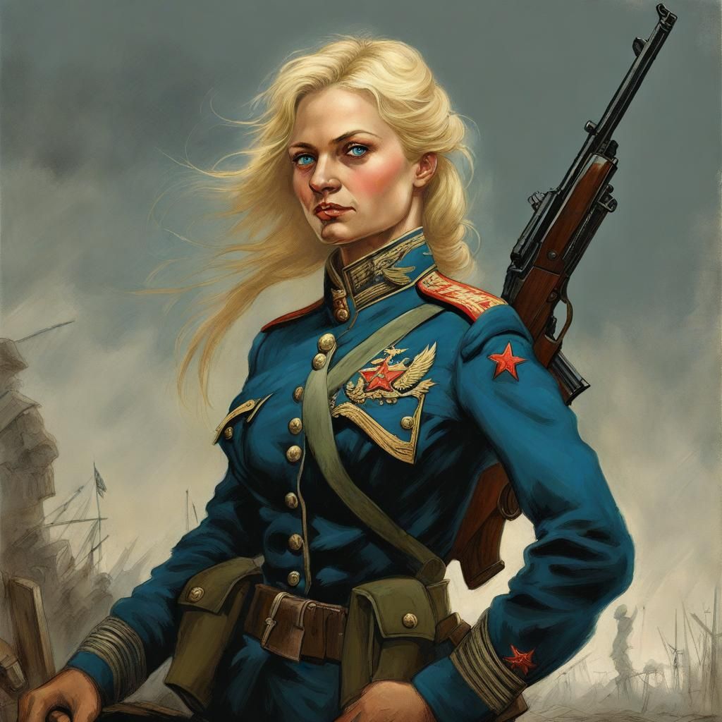 Alluring Russian Army Captain with an Evil Smile