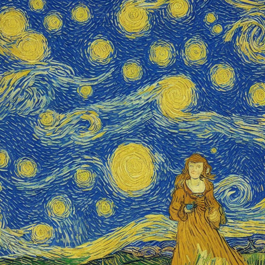 Mystical Woman Portrait in Van Gogh Style