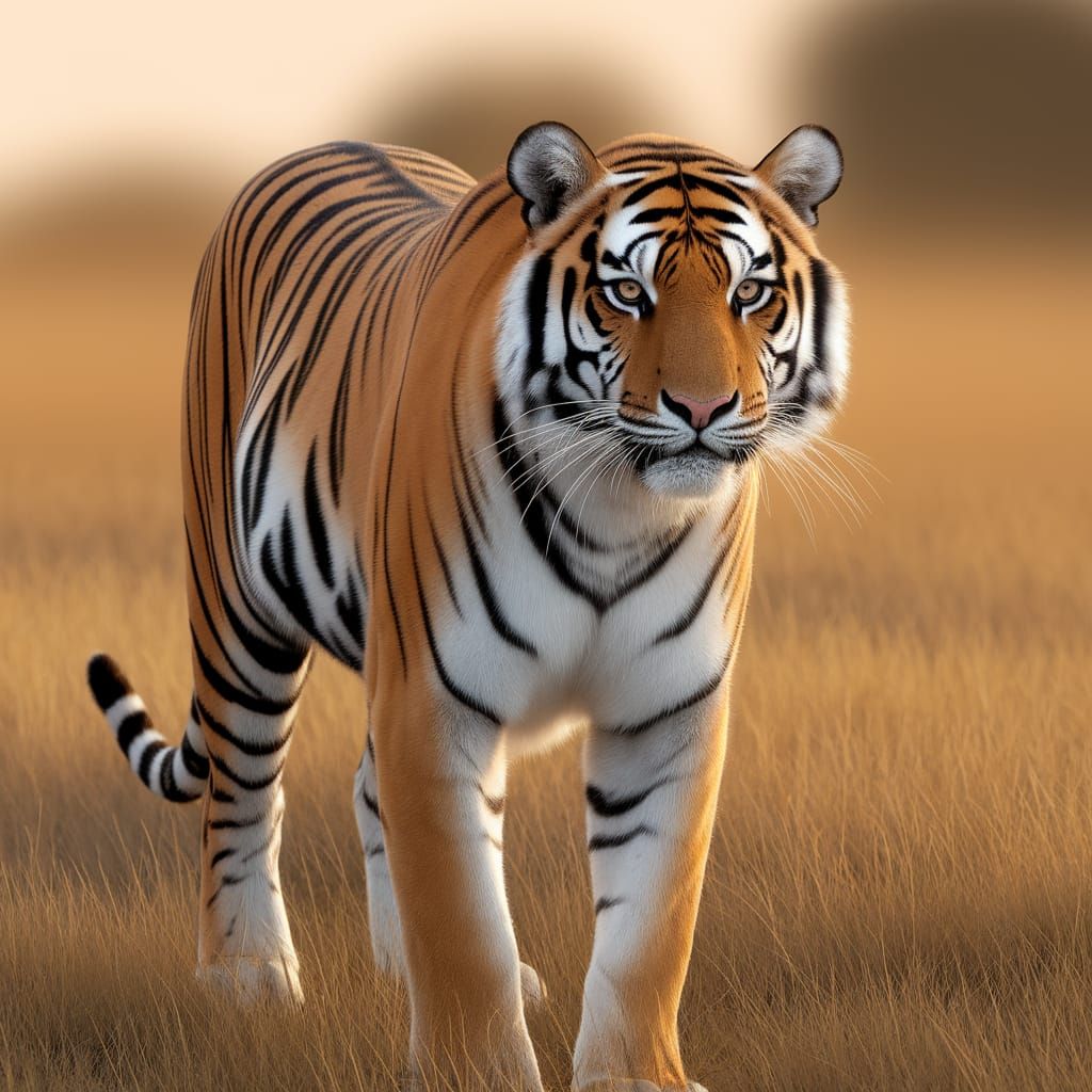 Regal Diamond Tiger in Golden Savanna Splendor
