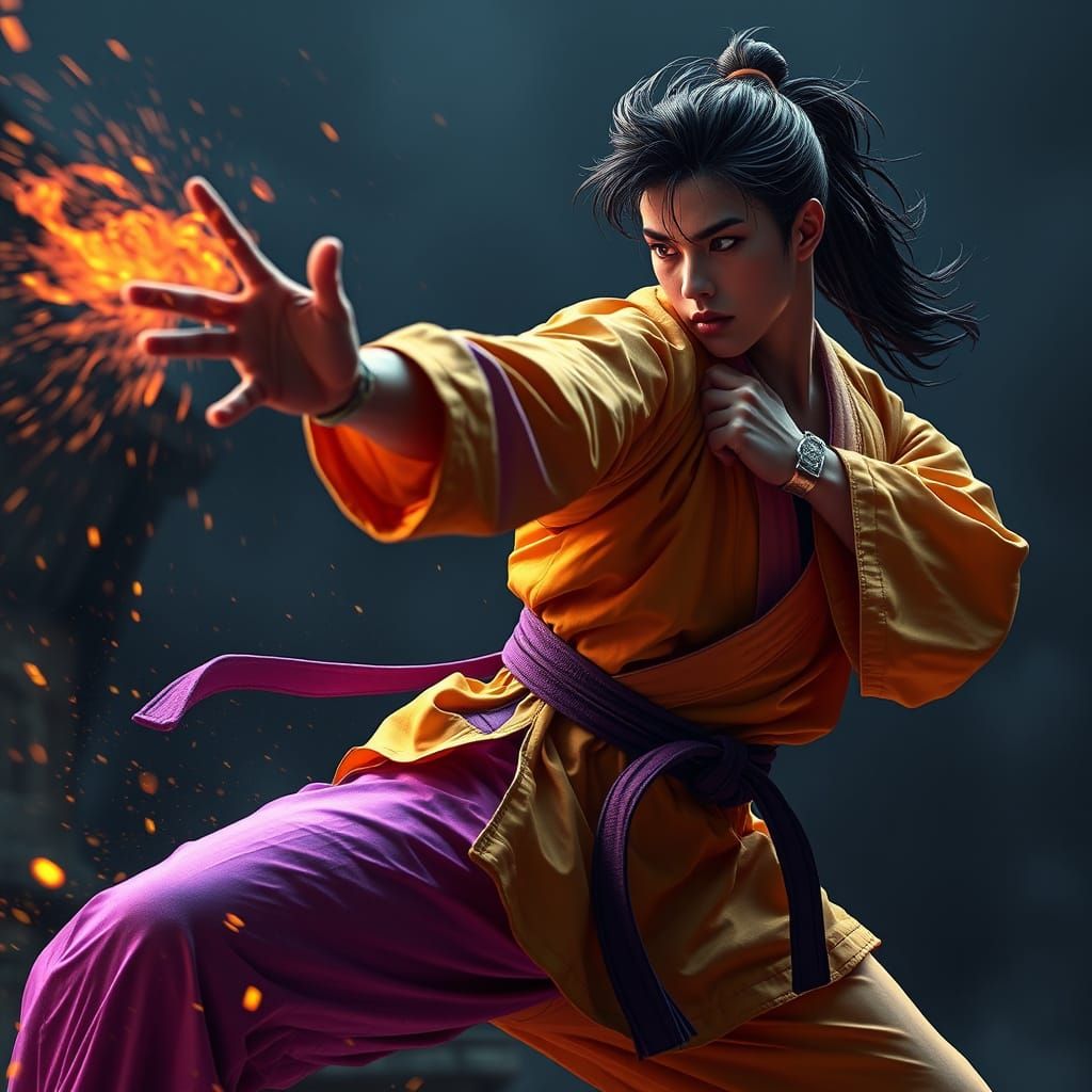 Karate Master in Dark Fantasy Art Style
