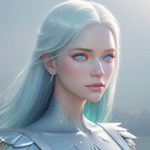 Pixar Portrait: Woman with Heterochromia and Platinum Hair