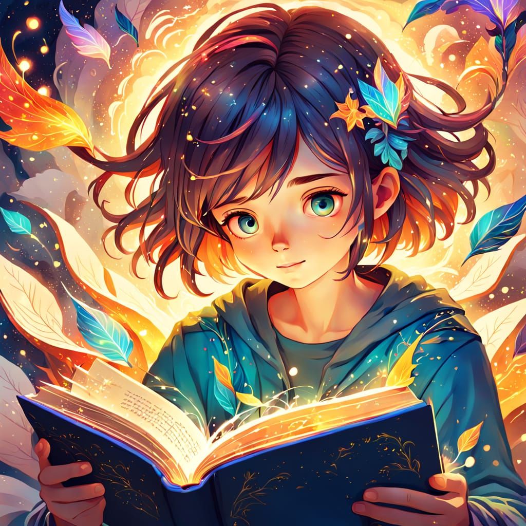 Magical Book Portal: Fantasy Illustration in Vibrant Colors