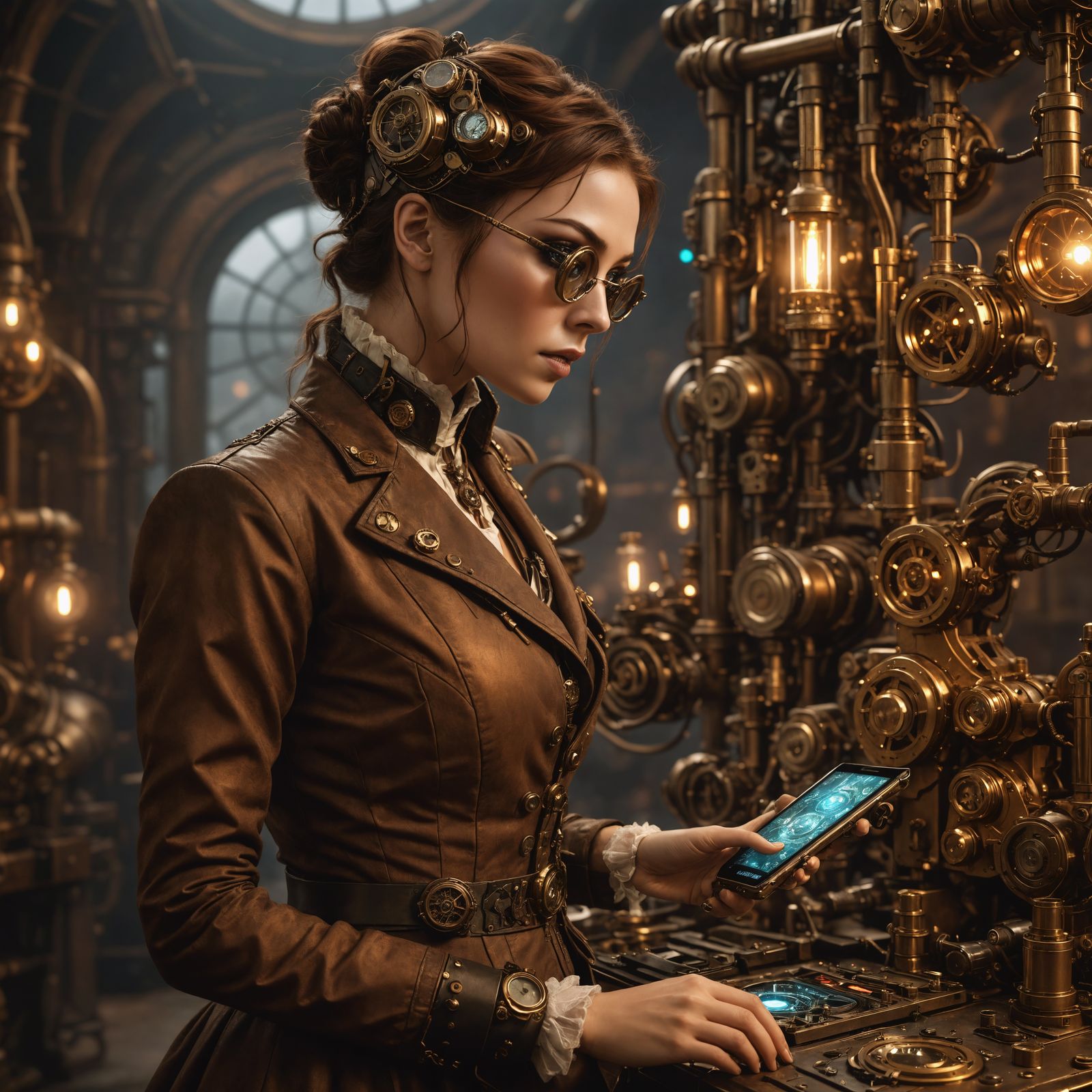Steampunk Woman in Futuristic Fantasy World