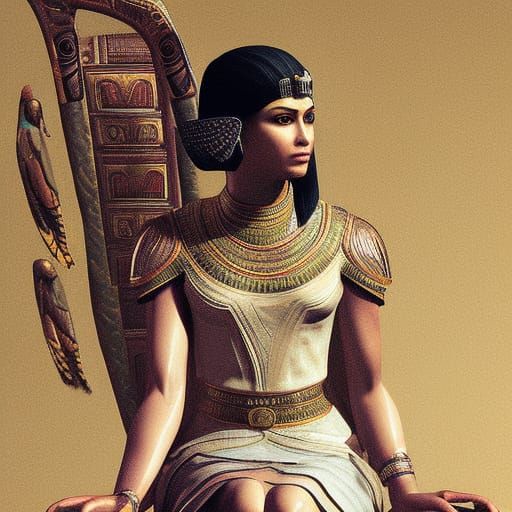 Cleopatra on Egyptian Throne in Fine Art Style