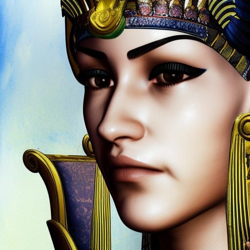 Cleopatra on Egyptian Throne in Fine Art Style