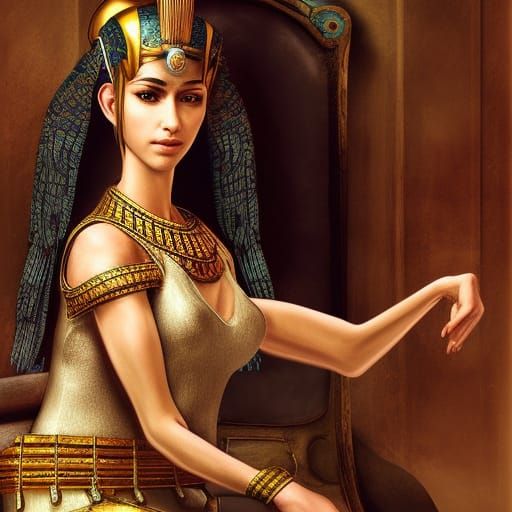 Cleopatra on Egyptian Throne: Fine Art Portrait