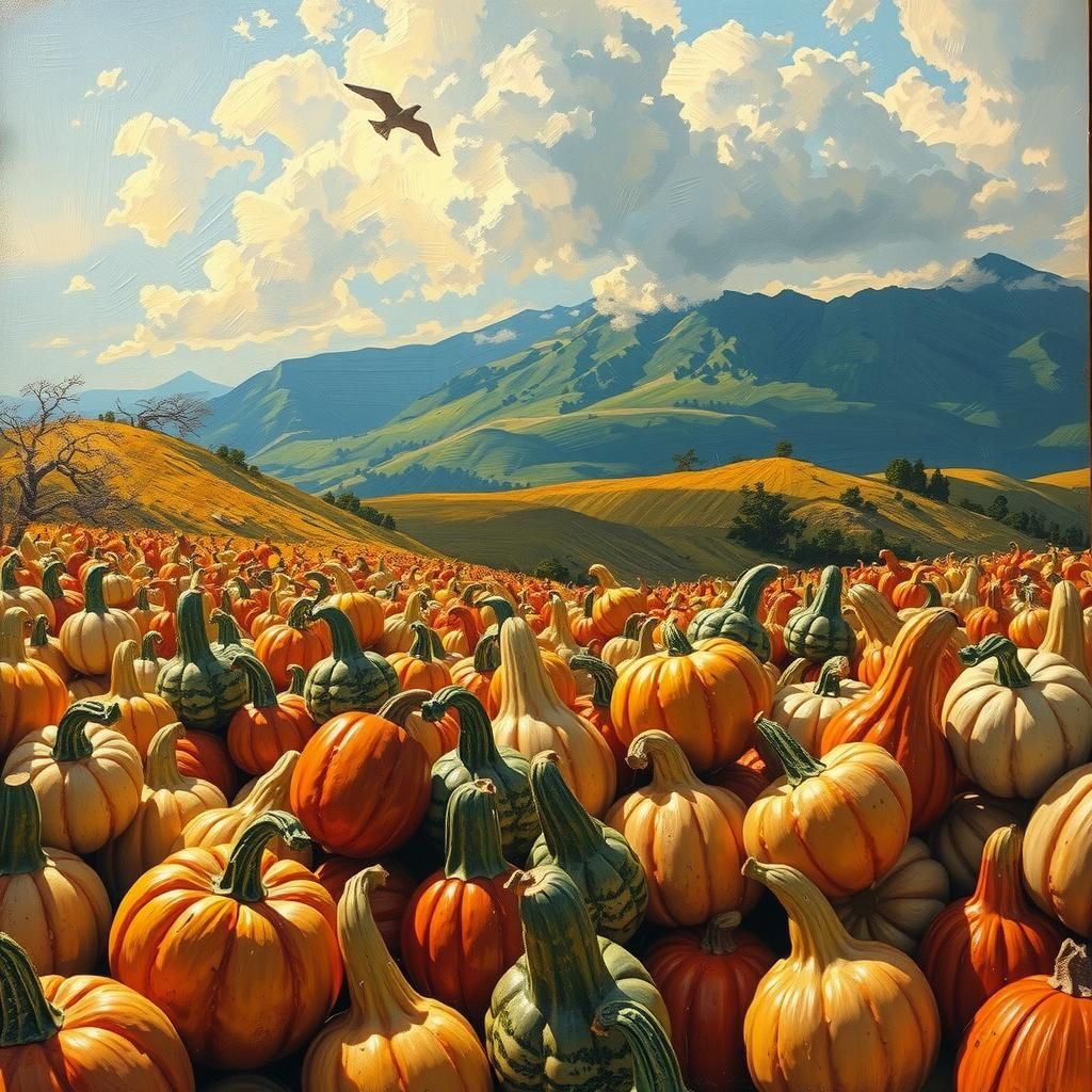 Gourd Landscape in Van Gogh Oil Painting Style