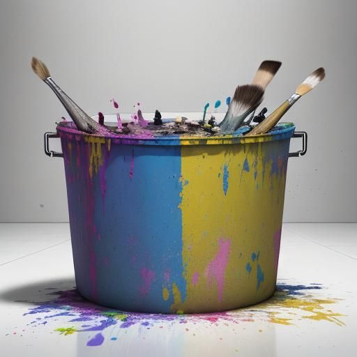Vibrant Colors Splash from a Magical Paint Bucket