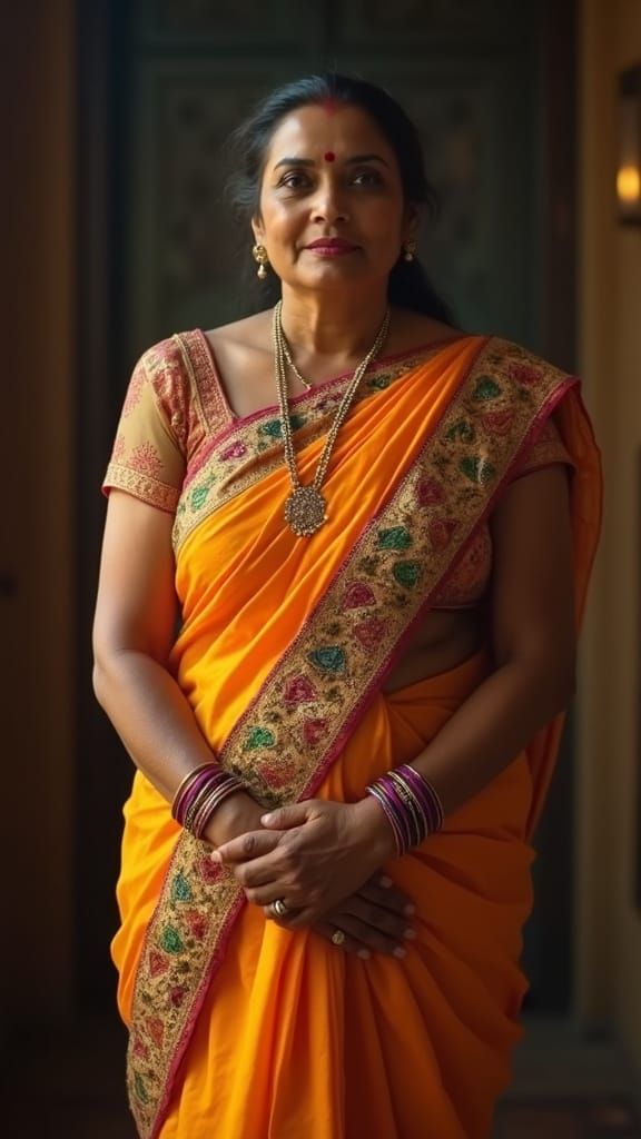 Elegant Indian Woman in Vibrant Cinematic Portrait