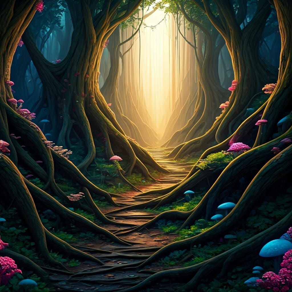 Mystical Forest: A Detailed Matte Painting