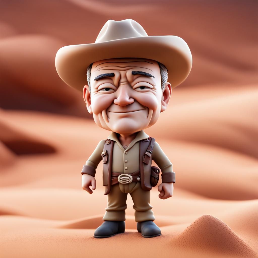Adorable John Wayne Bobblehead Figurine in Anime Style
