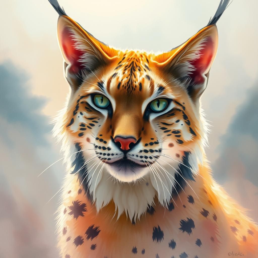 Lynx in Dreamy Watercolours, Fantasy Concept Art