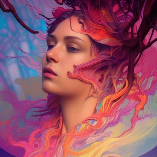 Psychedelic Landscape with Energy Field, Hyperdetailed Art