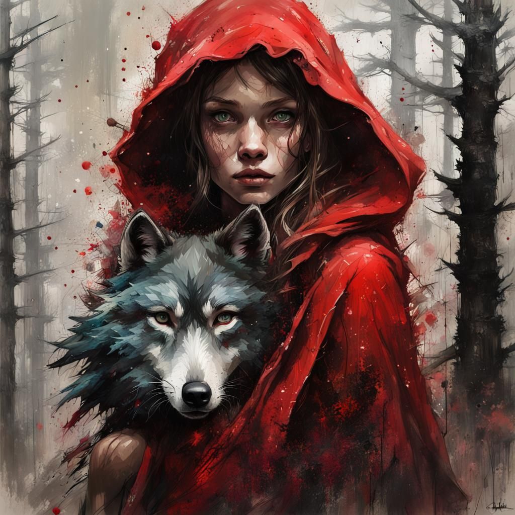 Little Red Riding Hood Double Exposure Art