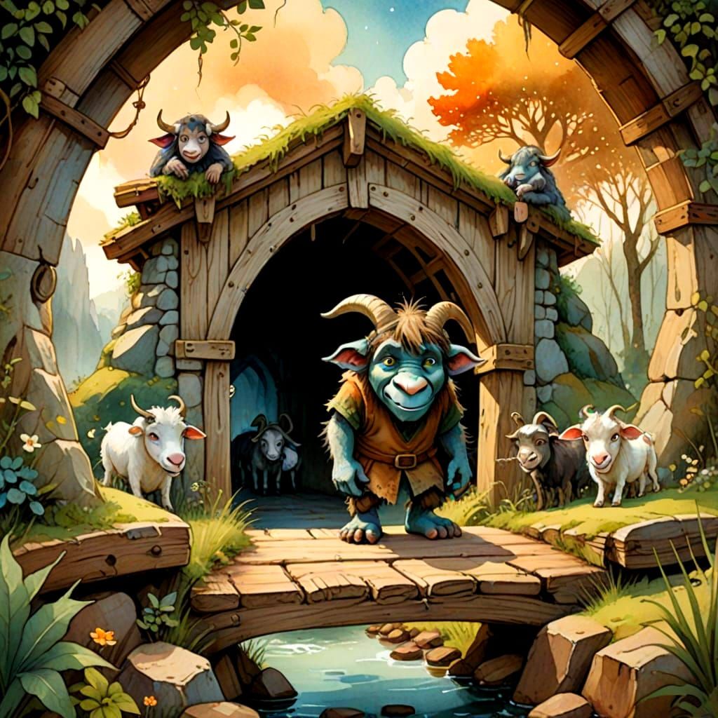 Troll Under Bridge Storybook Illustration