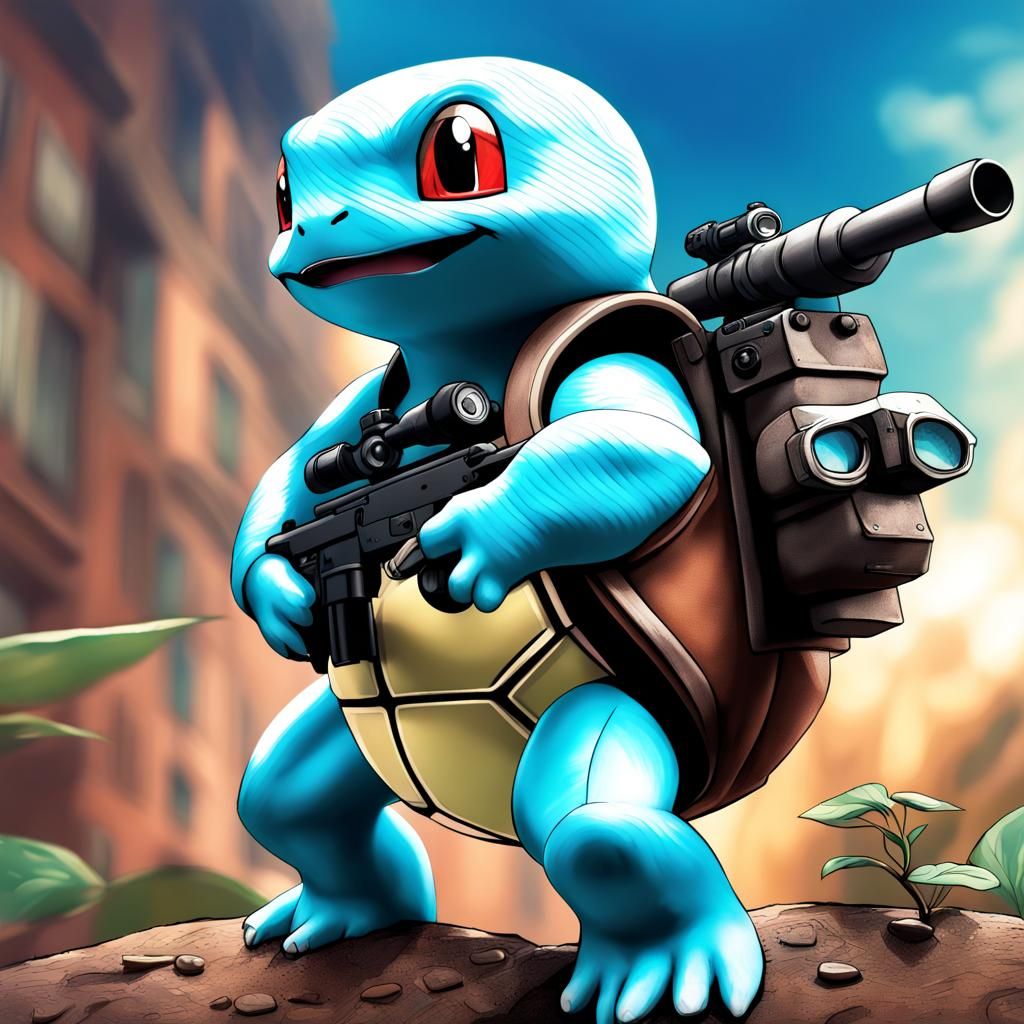 Hyperrealistic Squirtle Sniper Concept Art