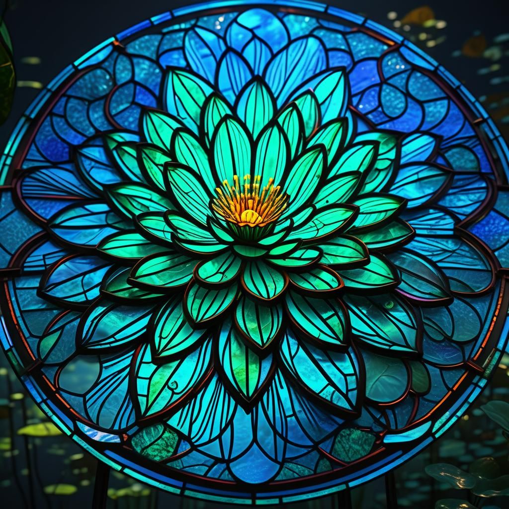 Stained Glass Lily Pad Token