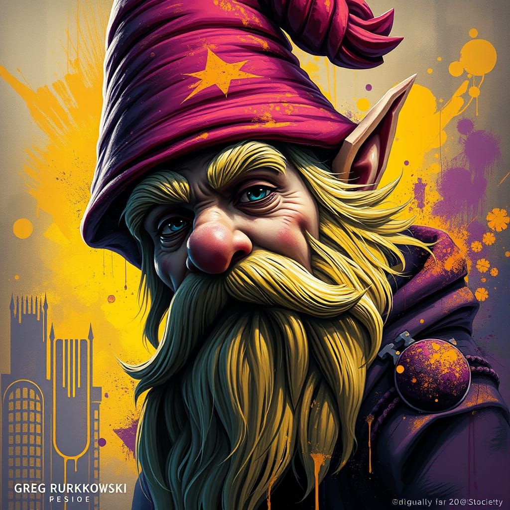 Gnome with Pointed Hat Dark Fantasy Concept Art