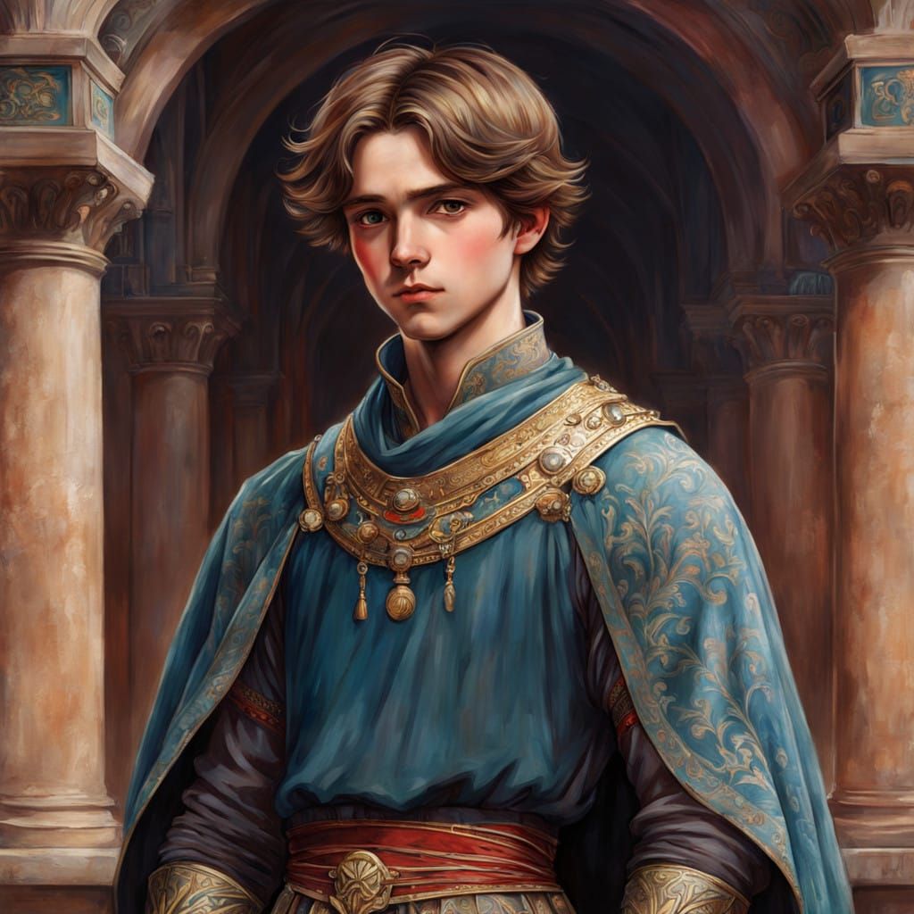 Regal Boy in Vibrant Anime-Inspired Art