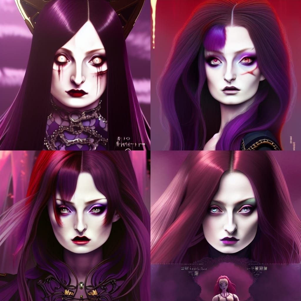 Vampire Queen with Silver Hair in Anime Style