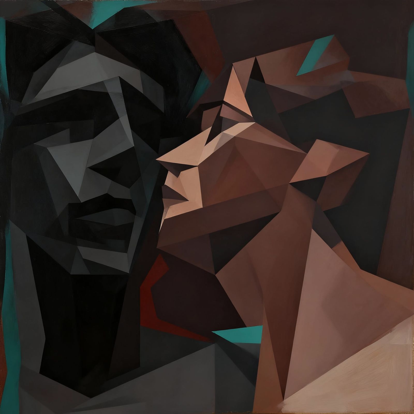 Cubist Portrait with Geometric Forms