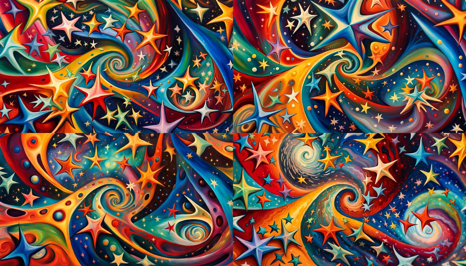 Cosmic Swirl of Iridescent Stars: Abstract Expressionism