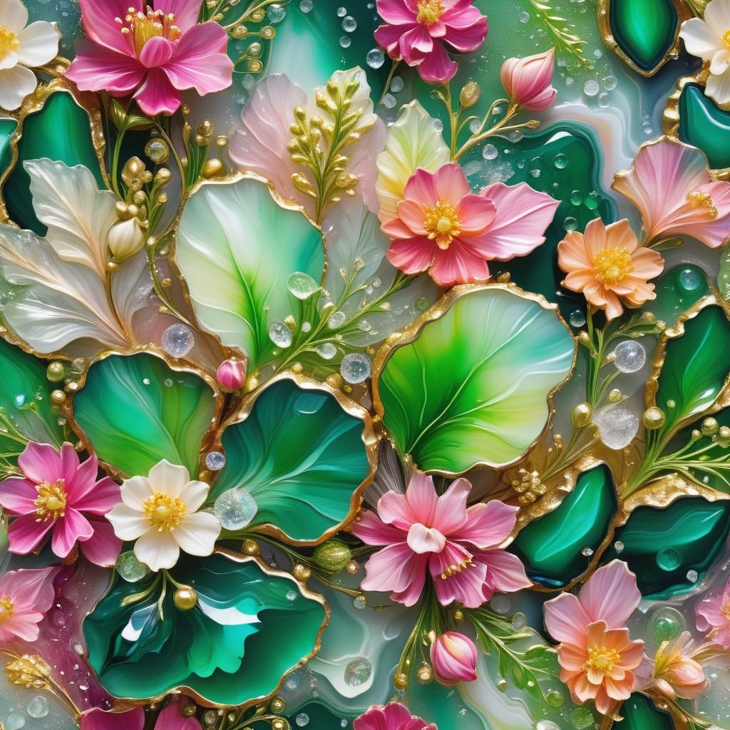 Hopbush Flowers and Beryl Crystals in Autochrome