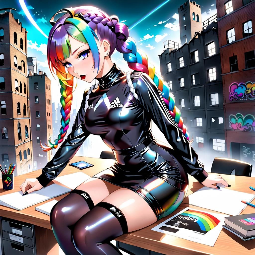 Anime Headmistress in Graffiti Ruins