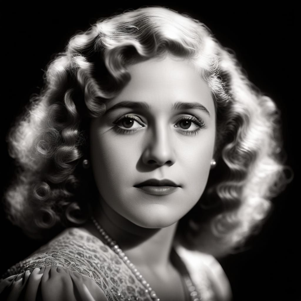 Iconic Portrait of Mary Pickford in Halftone Style