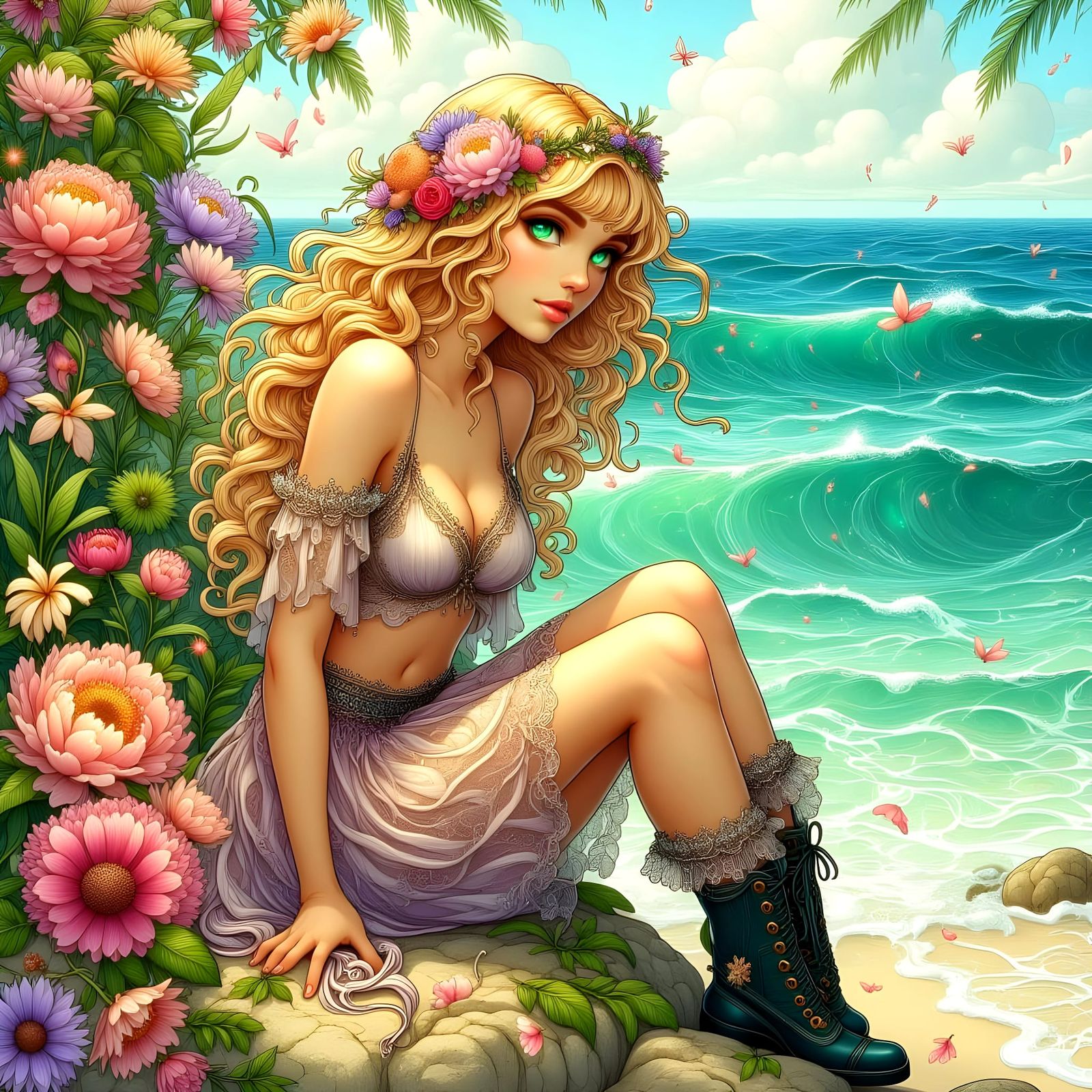 Ethereal Beauty in Neo Art Nouveau Style