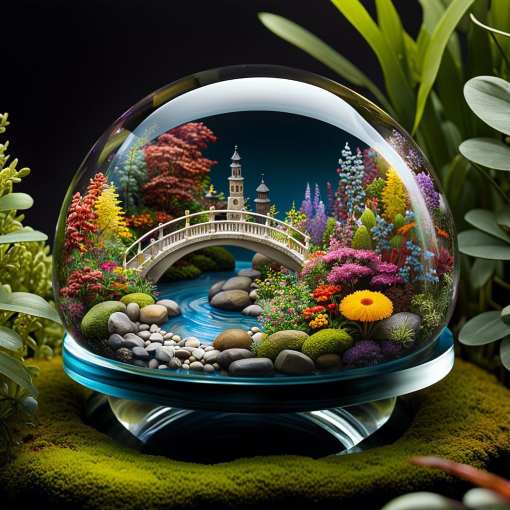 A Miniature Garden In A Glass Sphere