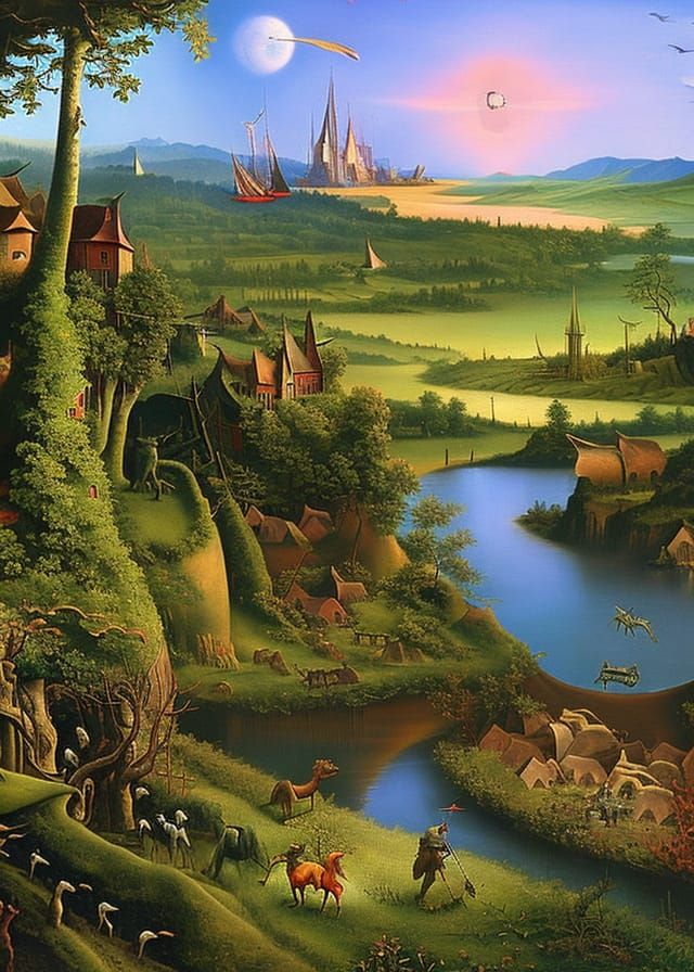 Post-Apocalyptic Landscape in Bosch and Brueghel Style