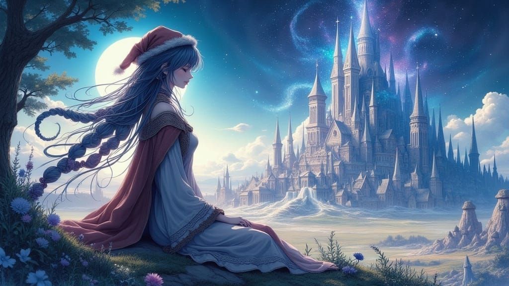 Fantasy Cat Girl in Watercolour God Realm