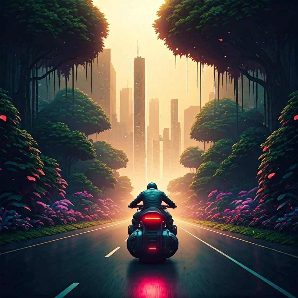 Neon Dreams in a Futuristic Rainforest