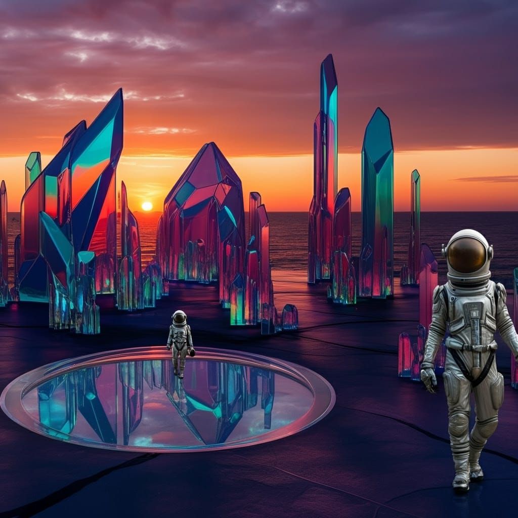 Vibrant Futuristic Cityscape at Sunset