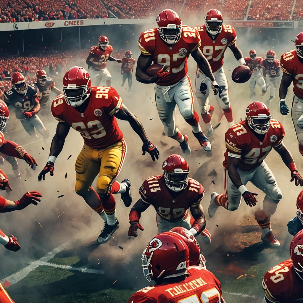 Chiefs Game: Intense Football in a Digital Art Style