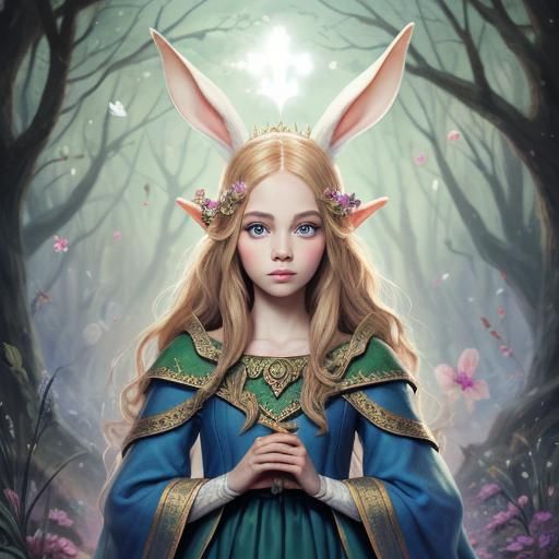 Enchanting Elven Bunny Princess: AI Art