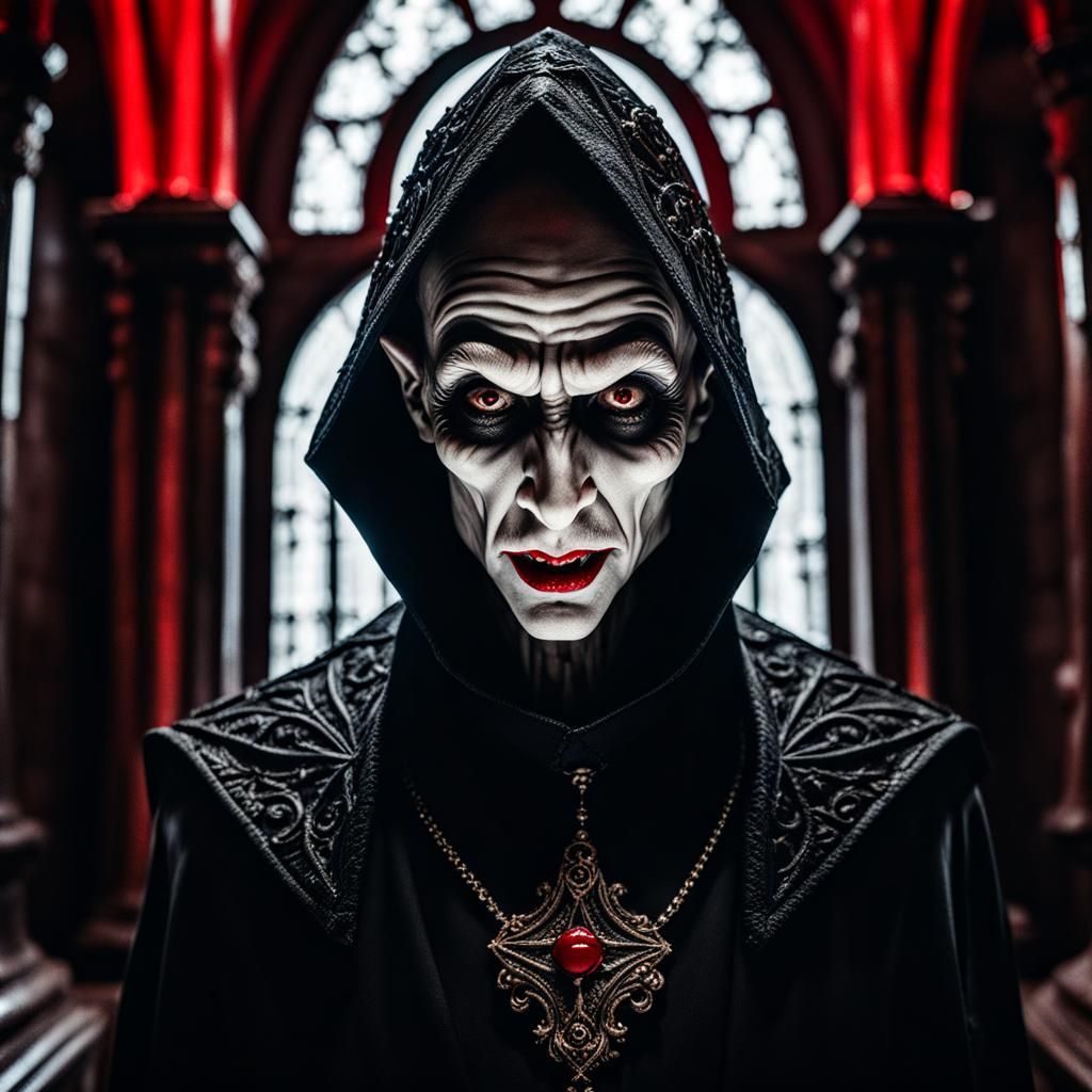 Terrifying Nosferatu Vampire in Crypt: Horror Art