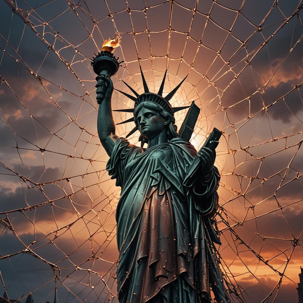 Statue of Liberty Walks Web at Sunset