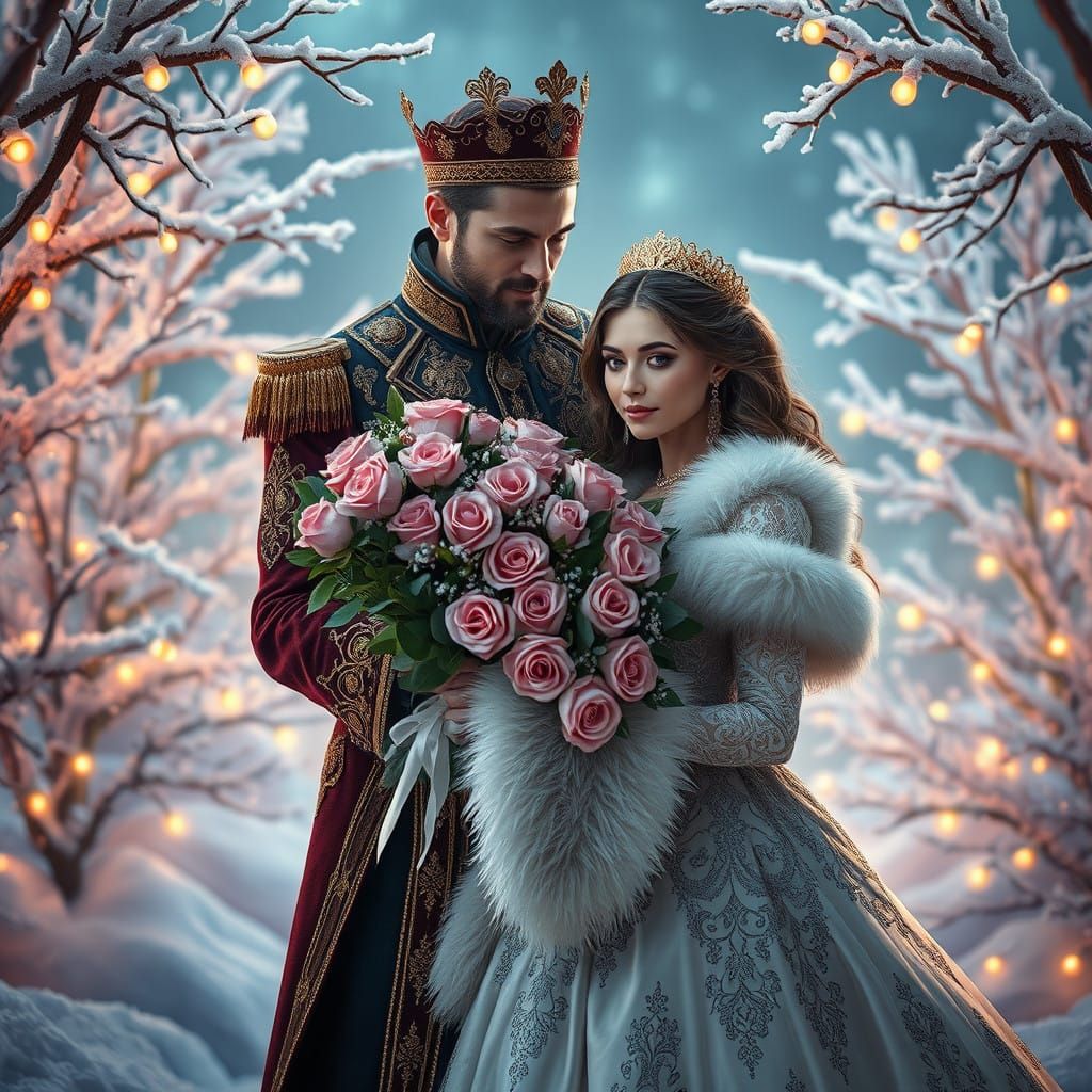Regal Gentleman Presents Breathtaking Winter Rose Bouquet in...