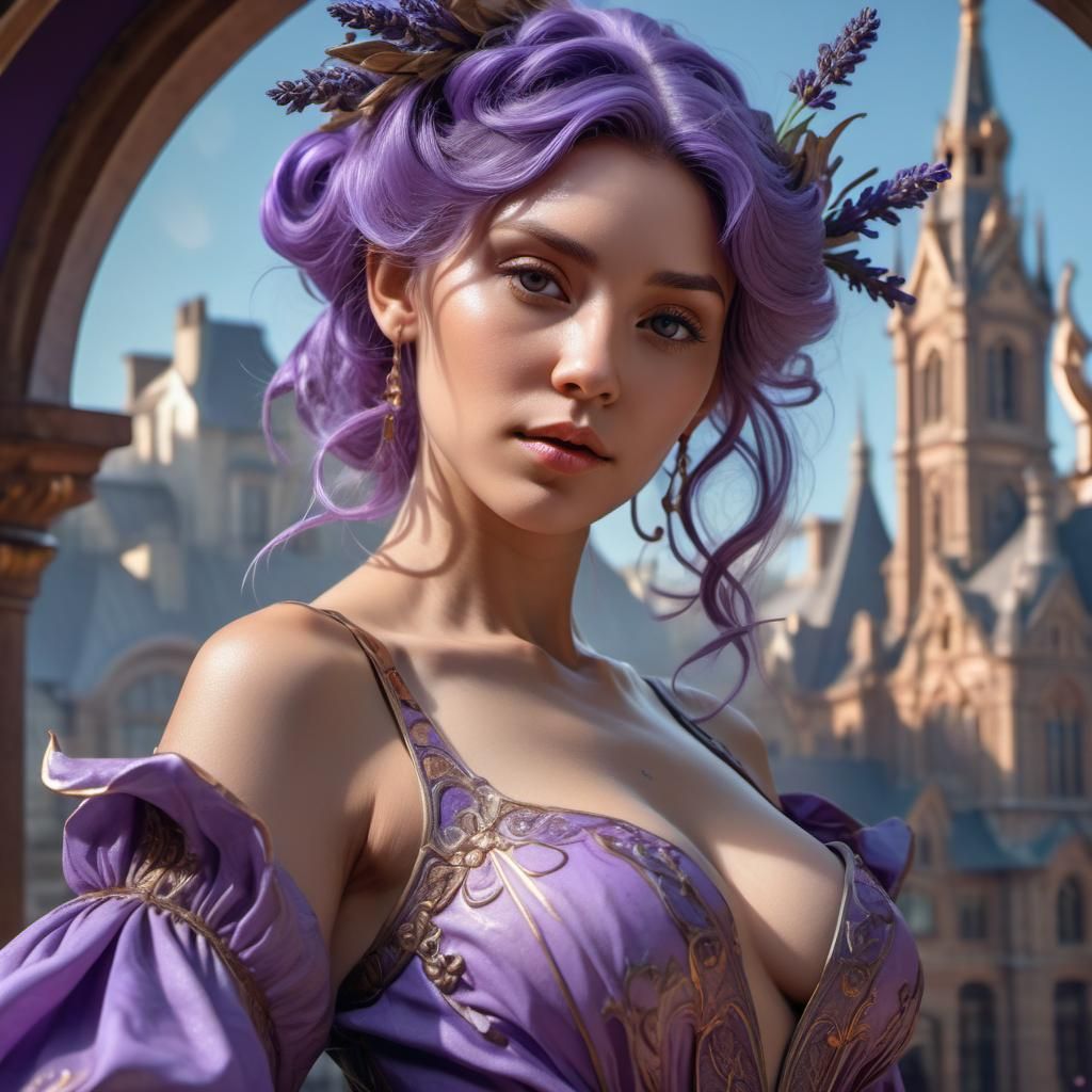 Lady Lavender Portrait in Fantasy Concept Art Style