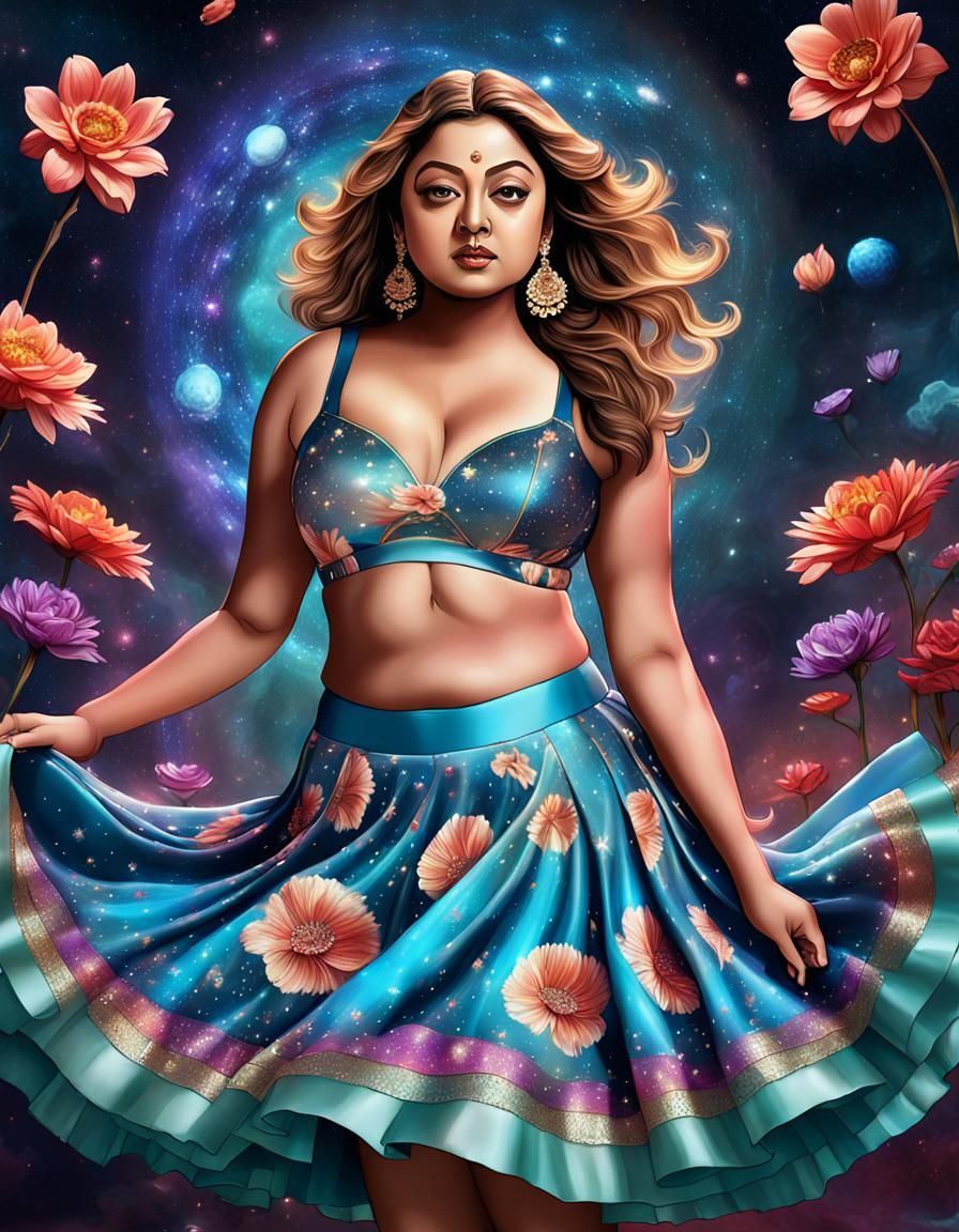 Fantasy Indian Plus Size Figure in Astral Illustration
