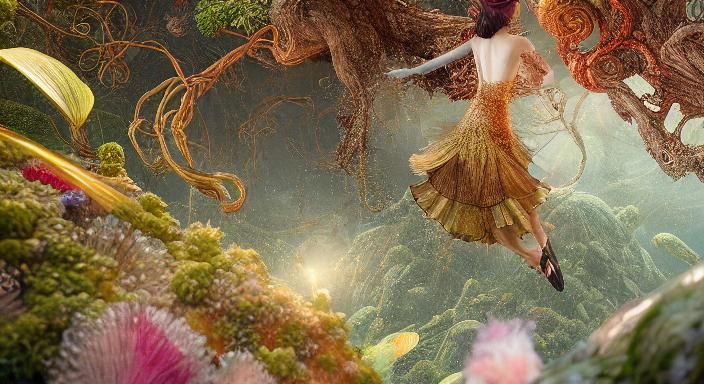 Fate Hybrid Woman in Mycelium Network: Harper's Bazaar Art