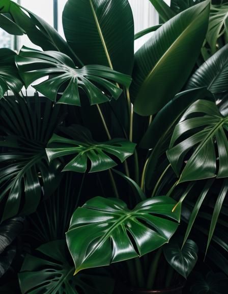 Lush Conservatory with Monstera and Philodendrons