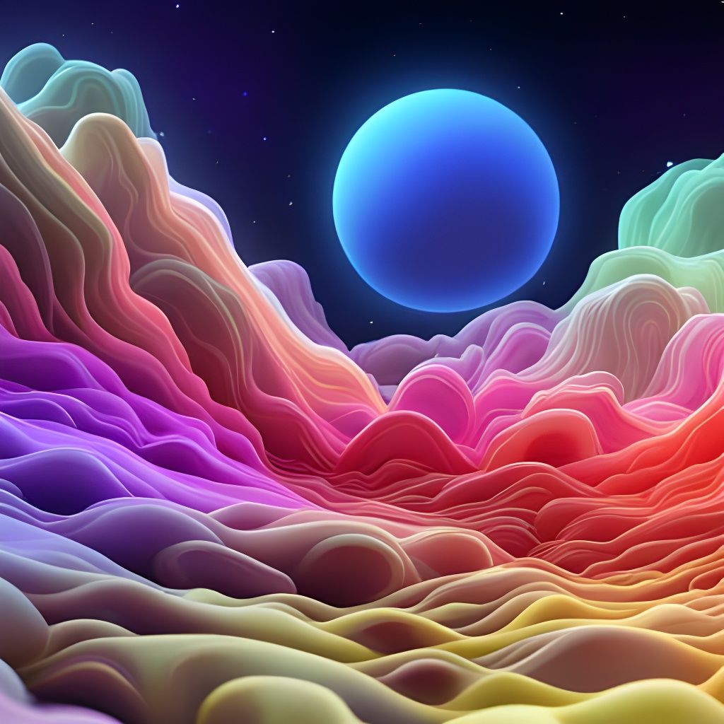 Abstract Qubit Landscape in Opalescent 3D Rendering