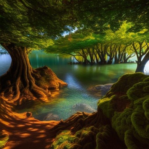 Surreal Fantasy Landscape in Escher Style