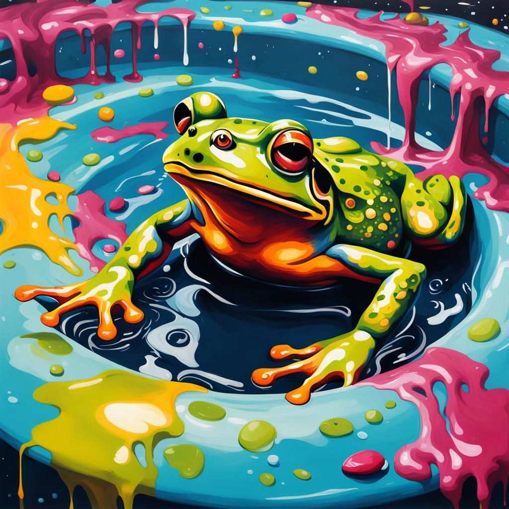 Frog in Pool: Graffiti Art Splash